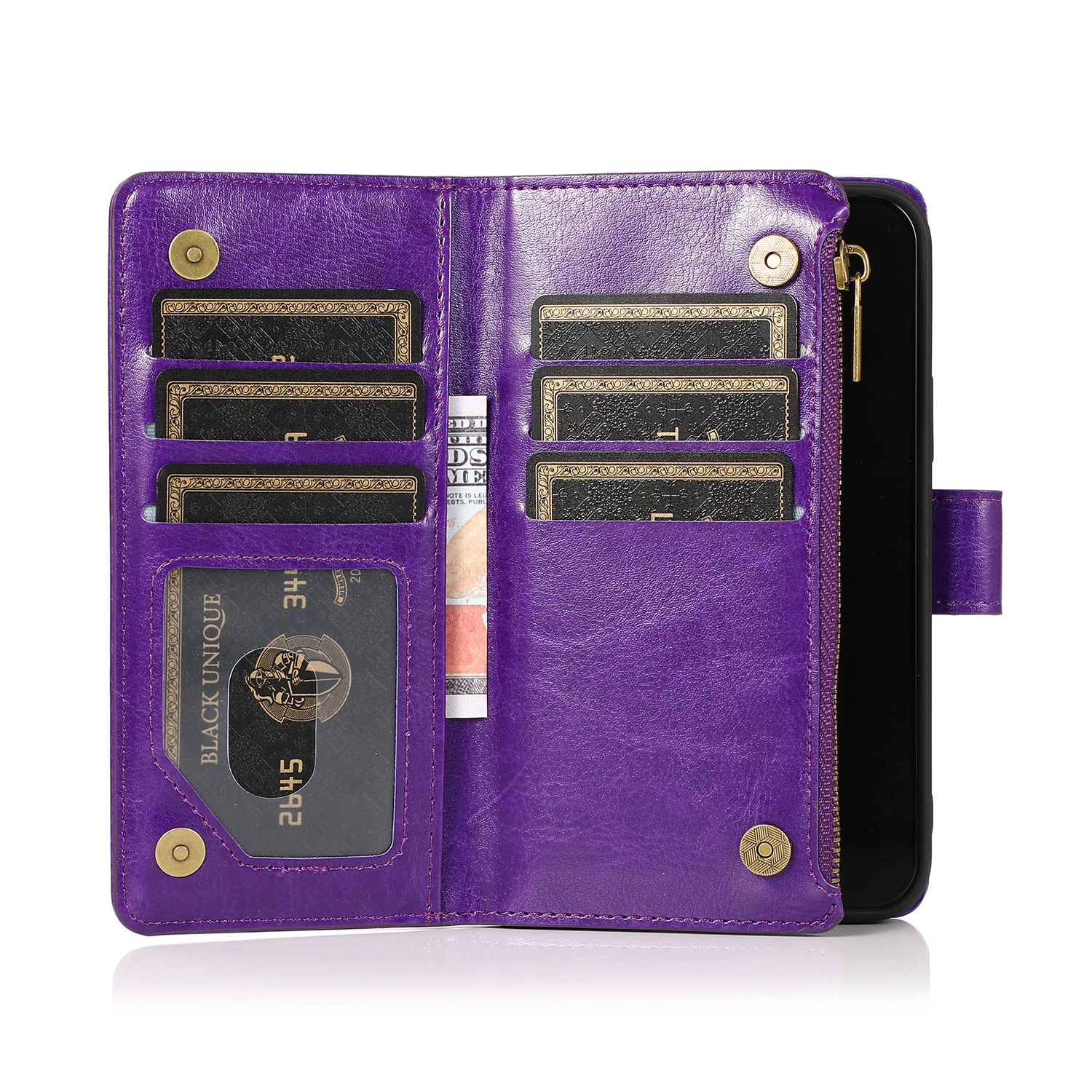 For TCL 30T Card Slots Zipper Wallet Pouch Leather Screen Protector Case Cover - Picture 42 of 72