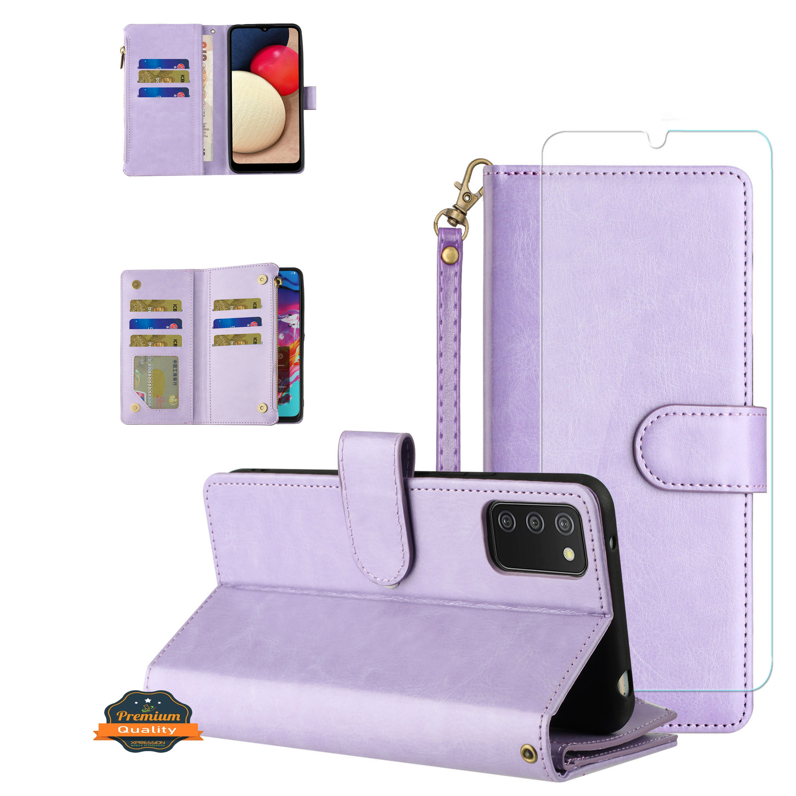 For TCL 30T Card Slots Zipper Wallet Pouch Leather Screen Protector Case Cover - Picture 28 of 72