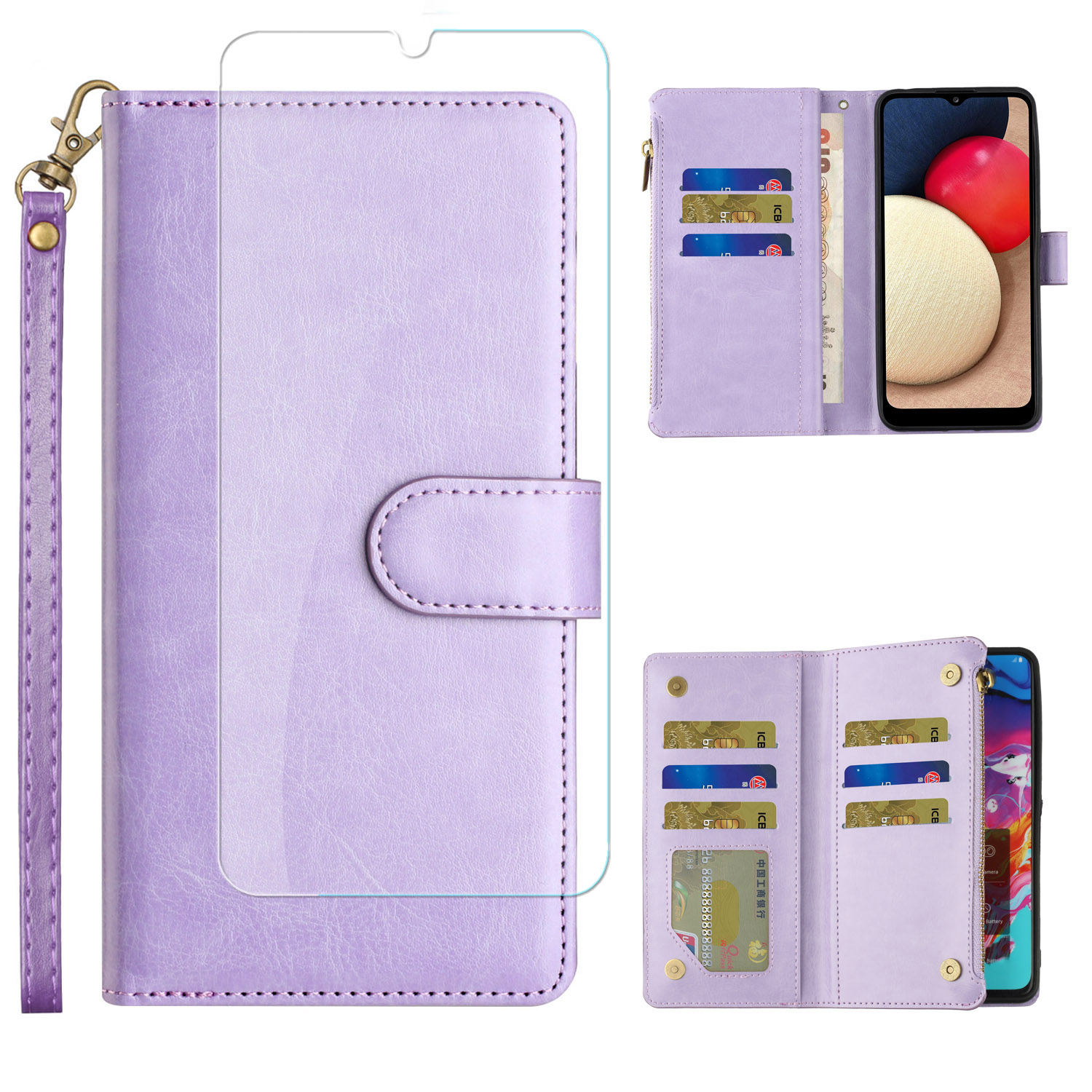 For TCL 30T Card Slots Zipper Wallet Pouch Leather Screen Protector Case Cover - Picture 29 of 72