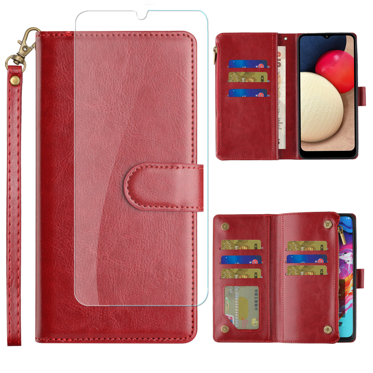 For TCL 30T Card Slots Zipper Wallet Pouch Leather Screen Protector Case Cover - Picture 47 of 72