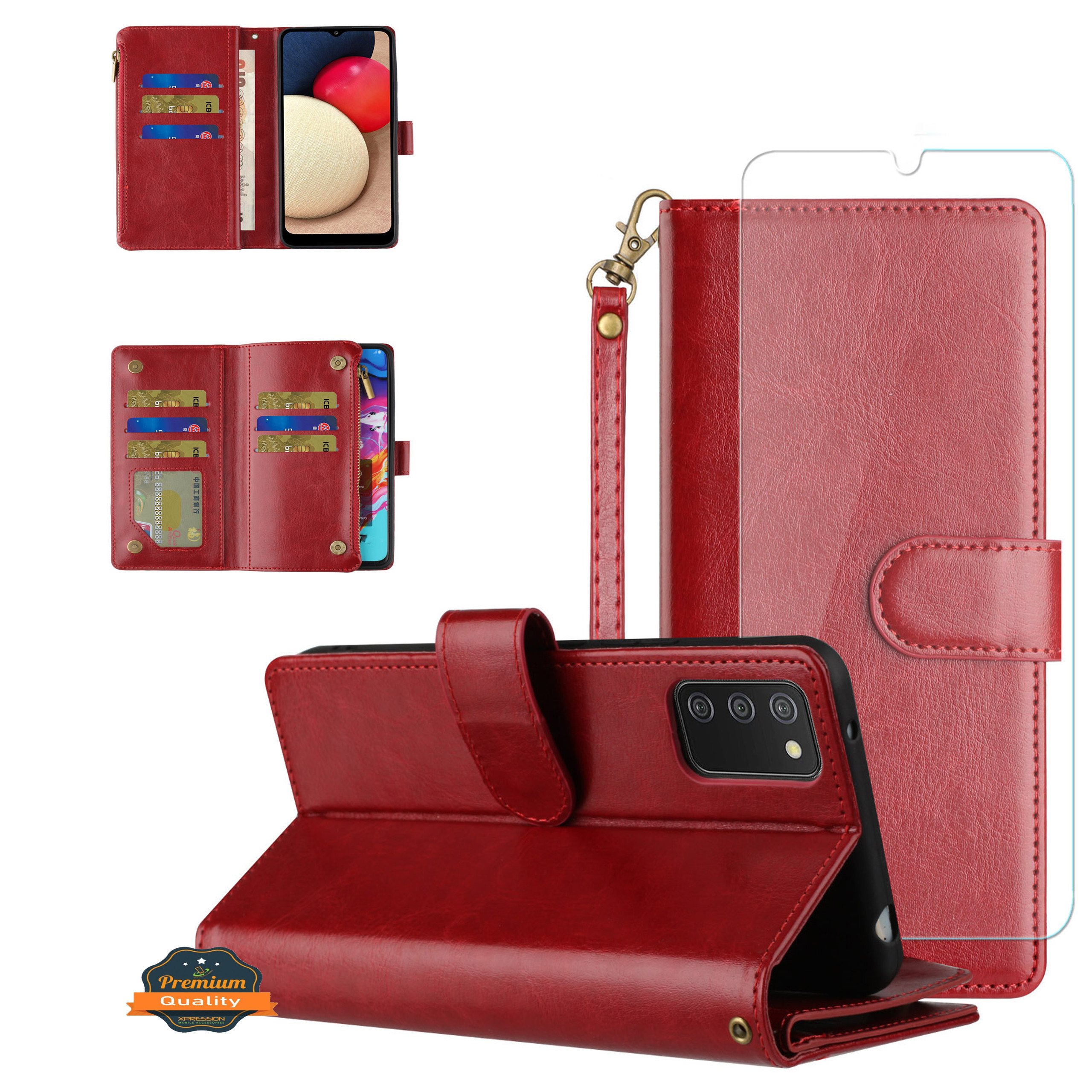 For TCL 30T Card Slots Zipper Wallet Pouch Leather Screen Protector Case Cover - Picture 46 of 72