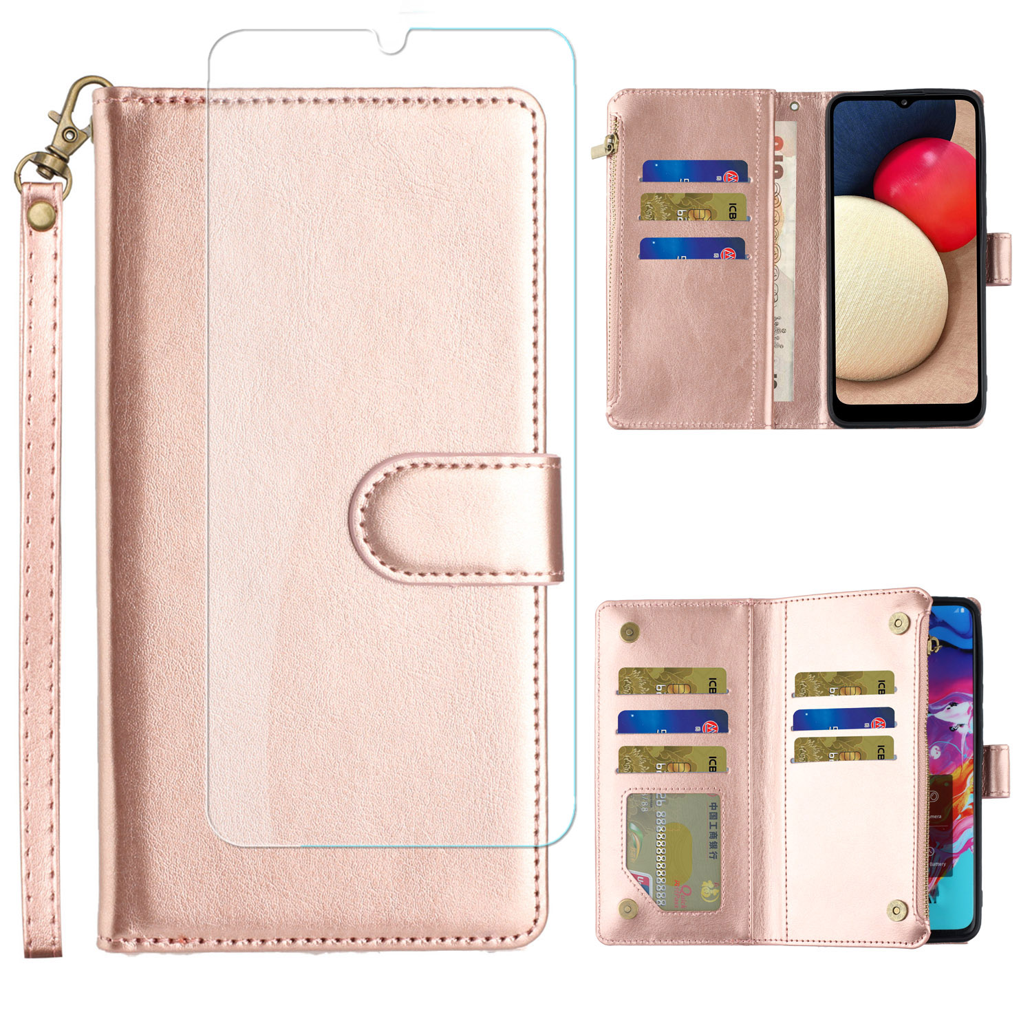For TCL 30T Card Slots Zipper Wallet Pouch Leather Screen Protector Case Cover - Picture 56 of 72