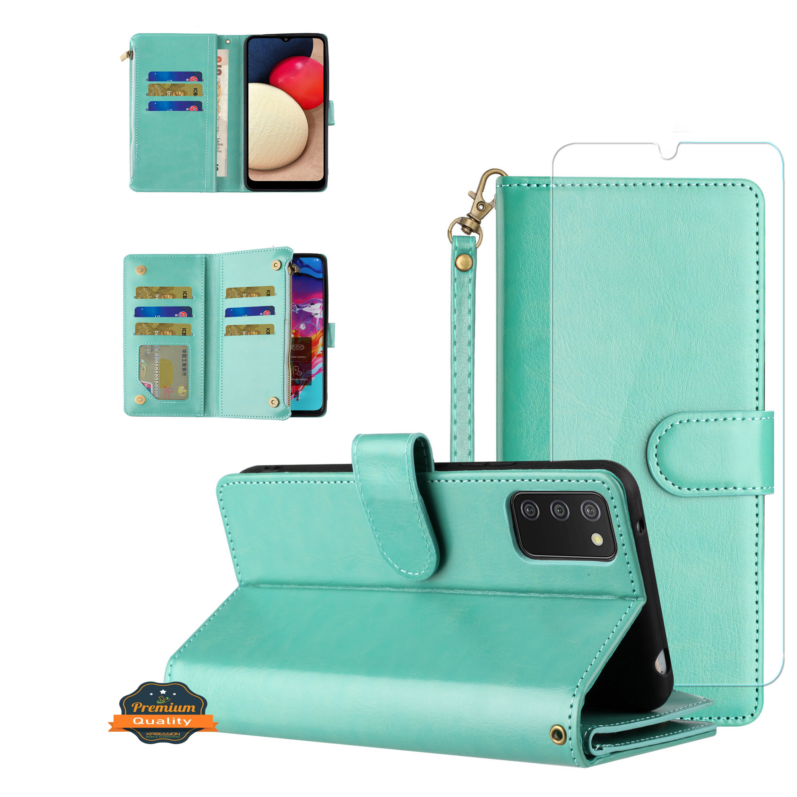 For TCL 30T Card Slots Zipper Wallet Pouch Leather Screen Protector Case Cover - Picture 64 of 72