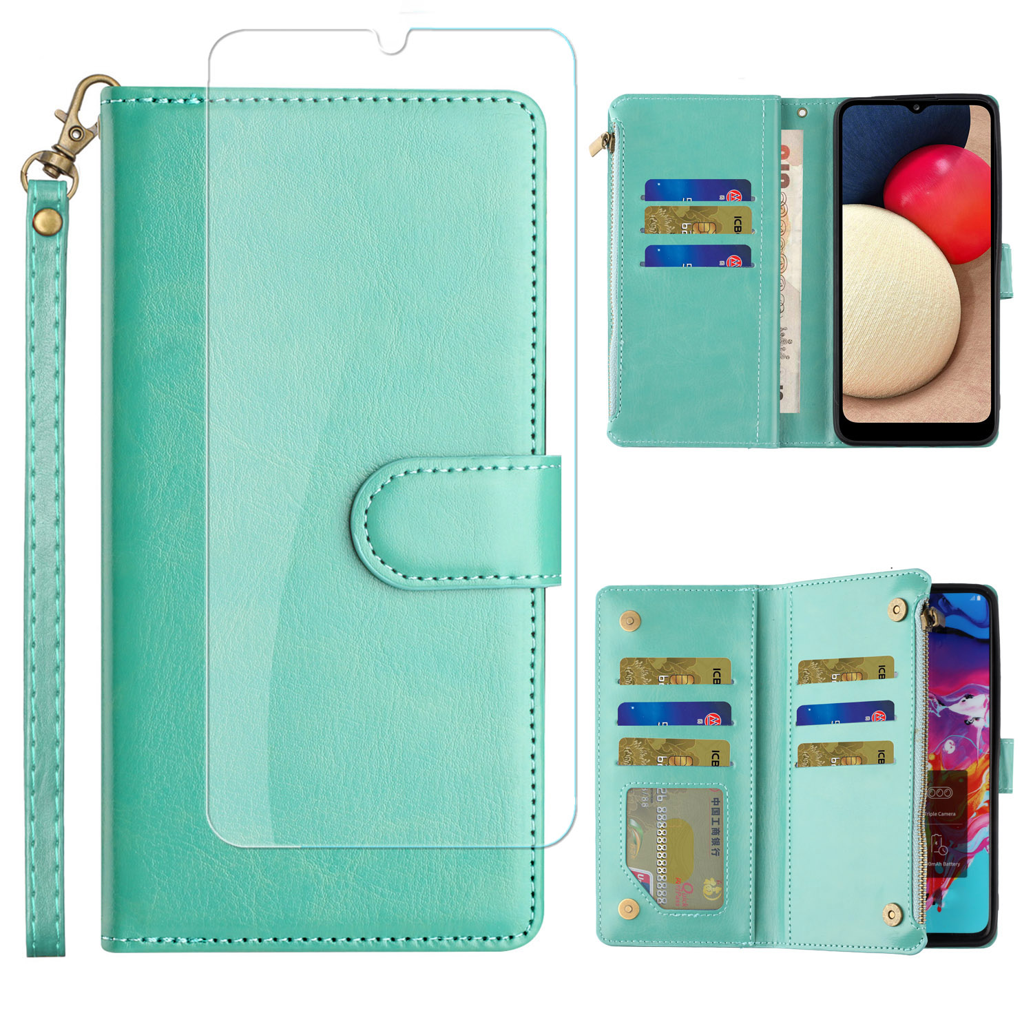 For TCL 30T Card Slots Zipper Wallet Pouch Leather Screen Protector Case Cover - Picture 65 of 72
