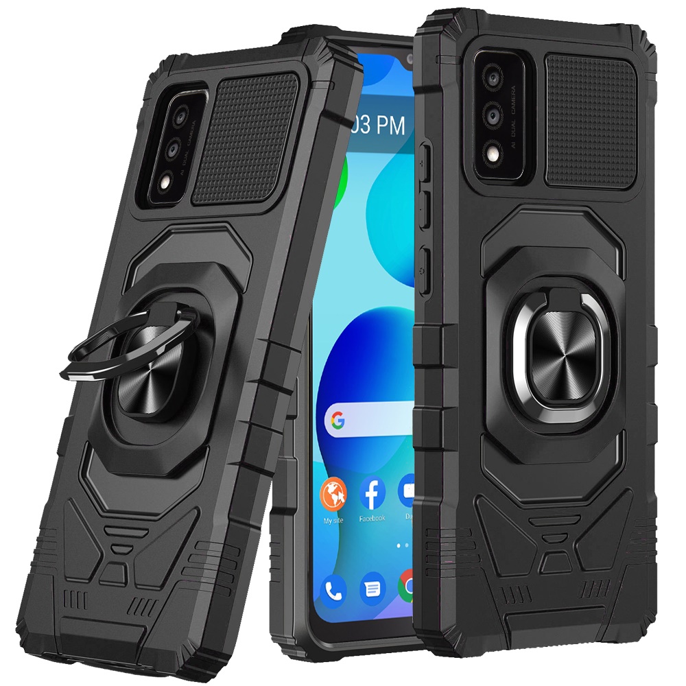 Funda protectora resistente a prueba de golpes para PC resistente TCL 30T híbrida de doble capa con soporte de anillo - Imagen 9 de 58