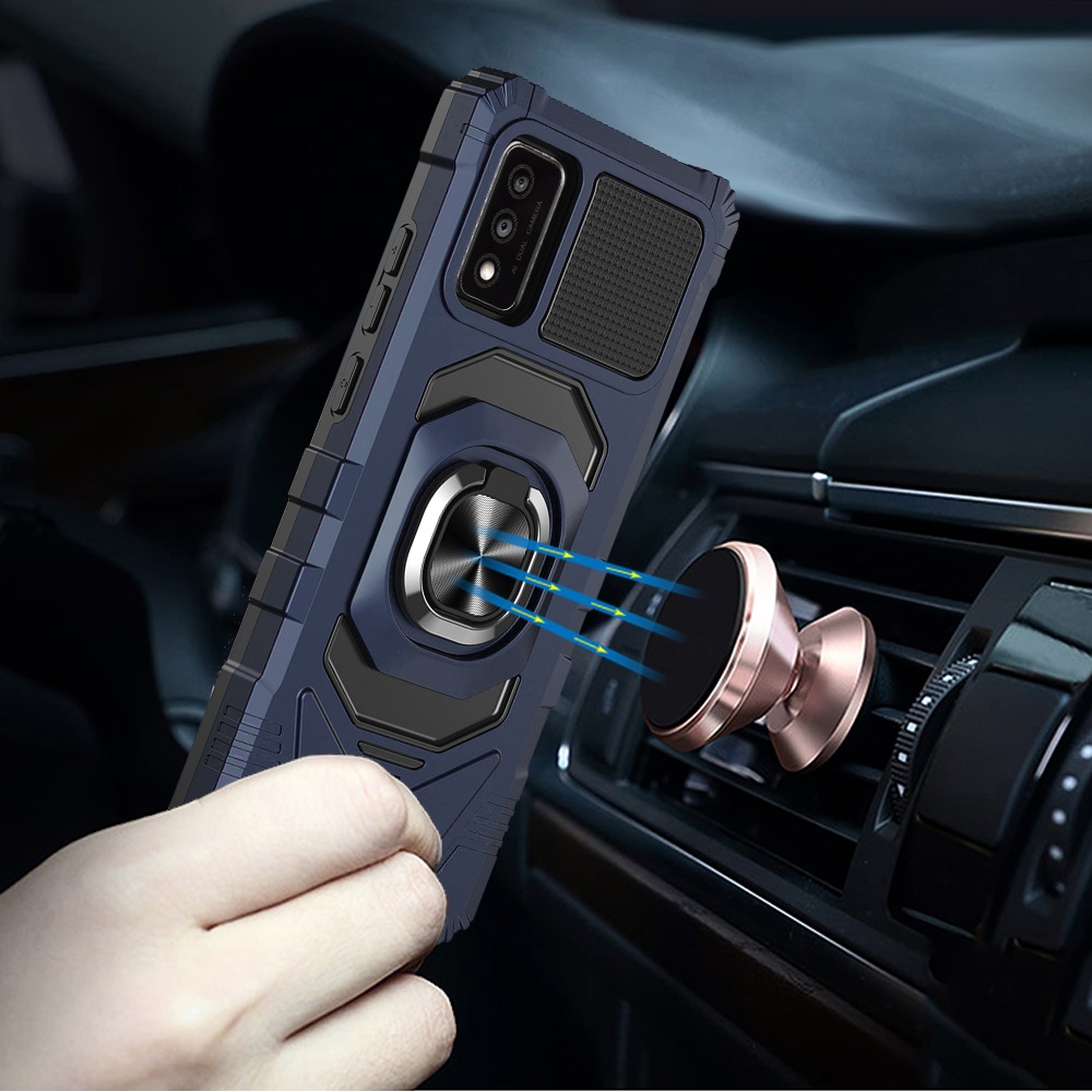 Funda protectora resistente a prueba de golpes para PC resistente TCL 30T híbrida de doble capa con soporte de anillo - Imagen 18 de 58