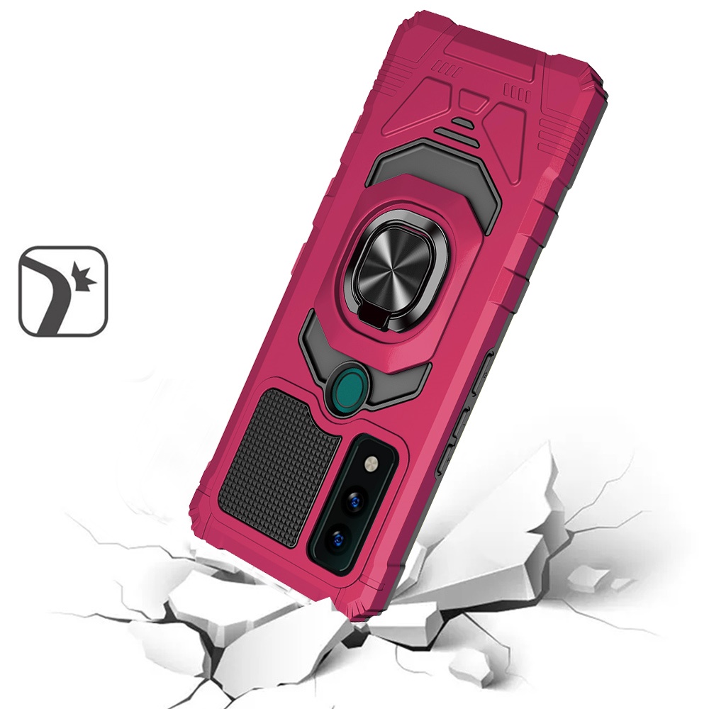 Funda protectora resistente a prueba de golpes para PC resistente TCL 30T híbrida de doble capa con soporte de anillo - Imagen 51 de 58