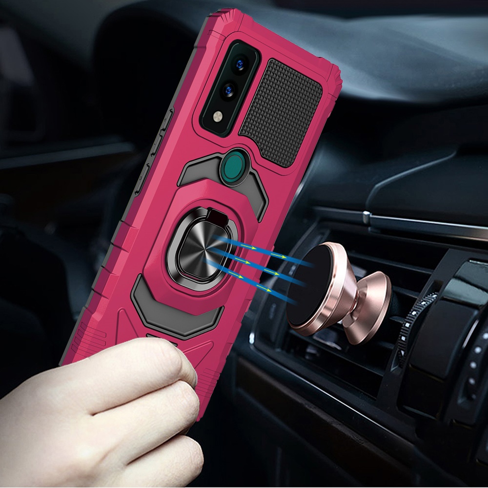 Funda protectora resistente a prueba de golpes para PC resistente TCL 30T híbrida de doble capa con soporte de anillo - Imagen 52 de 58