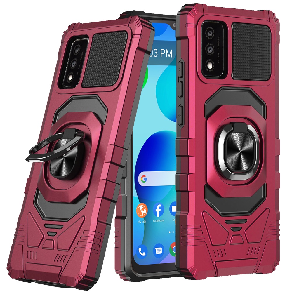 Funda protectora resistente a prueba de golpes para PC resistente TCL 30T híbrida de doble capa con soporte de anillo - Imagen 47 de 58