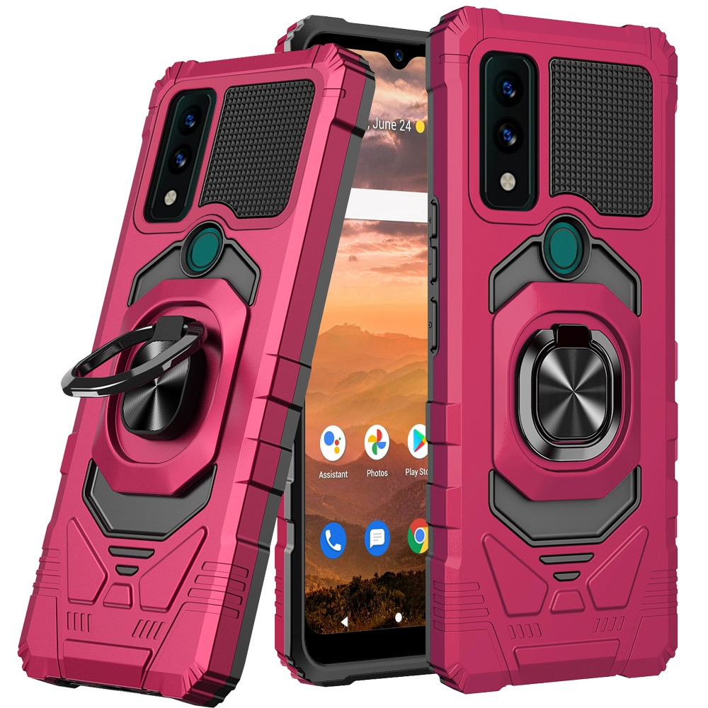 Funda protectora resistente a prueba de golpes para PC resistente TCL 30T híbrida de doble capa con soporte de anillo - Imagen 50 de 58