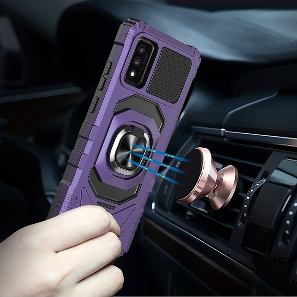 Funda protectora resistente a prueba de golpes para PC resistente TCL 30T híbrida de doble capa con soporte de anillo - Imagen 25 de 58
