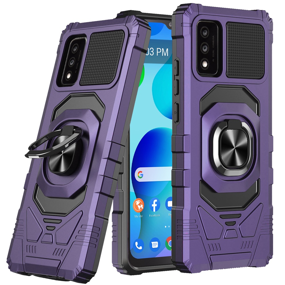 Funda protectora resistente a prueba de golpes para PC resistente TCL 30T híbrida de doble capa con soporte de anillo - Imagen 23 de 58