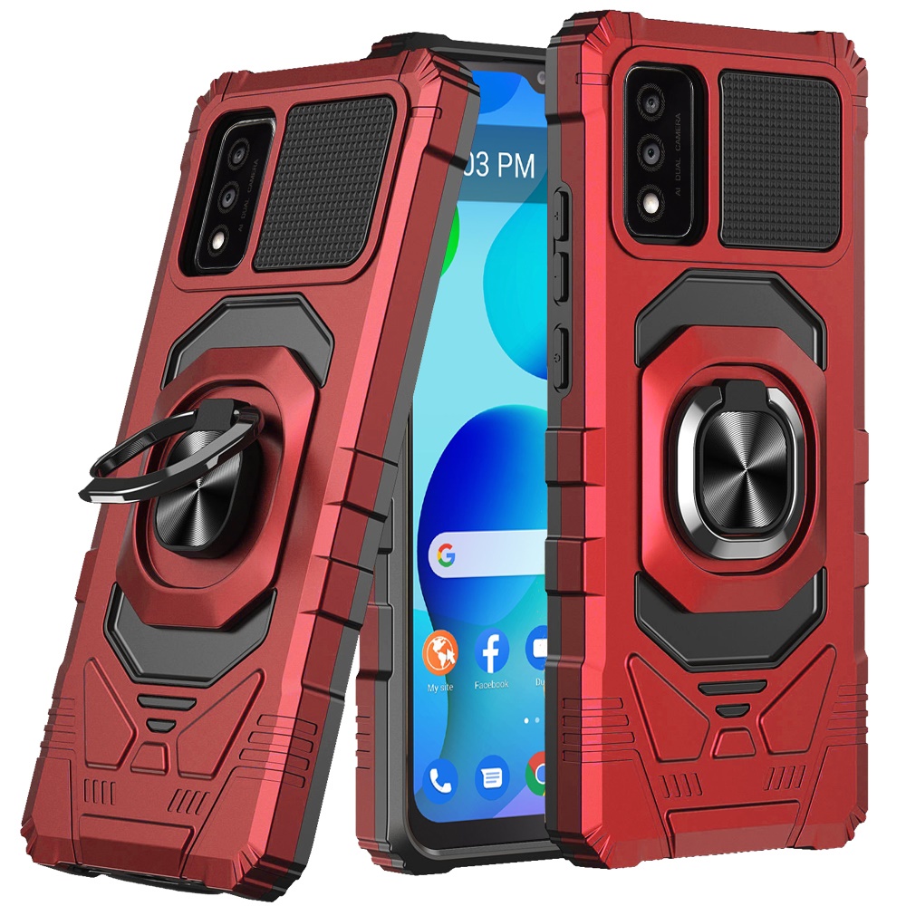 Funda protectora resistente a prueba de golpes para PC resistente TCL 30T híbrida de doble capa con soporte de anillo - Imagen 33 de 58