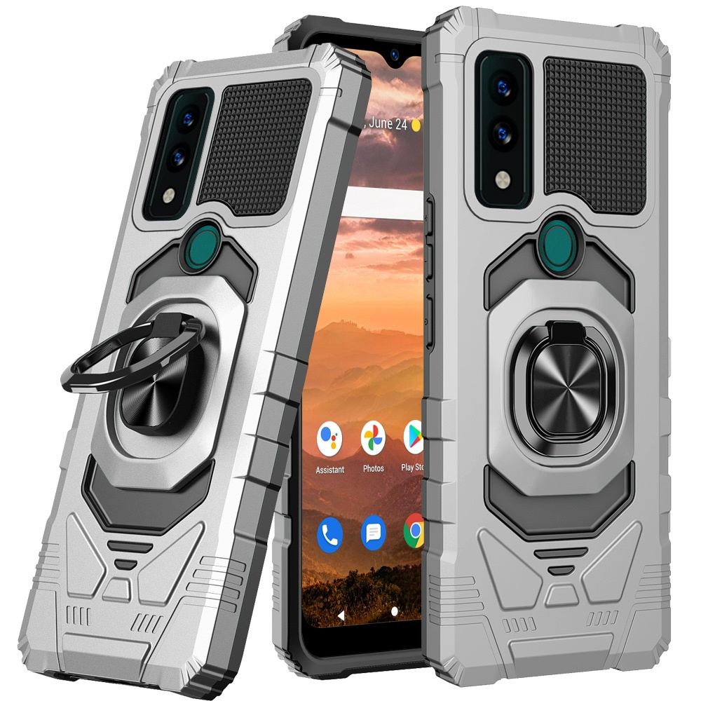 Funda protectora resistente a prueba de golpes para PC resistente TCL 30T híbrida de doble capa con soporte de anillo - Imagen 56 de 58