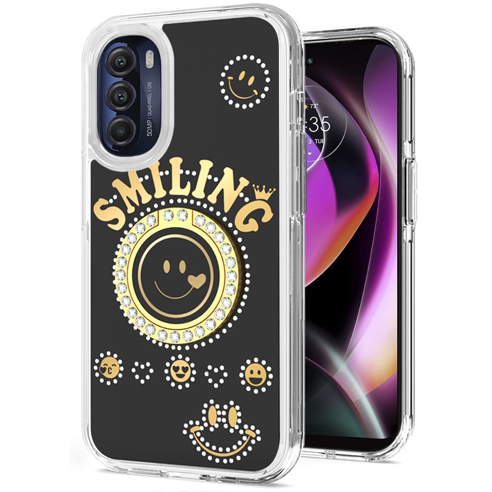 For Apple iPhone 11 /Pro Max Smiling Ornament Bling Ring Stand Hybrid Case Cover - Picture 11 of 31