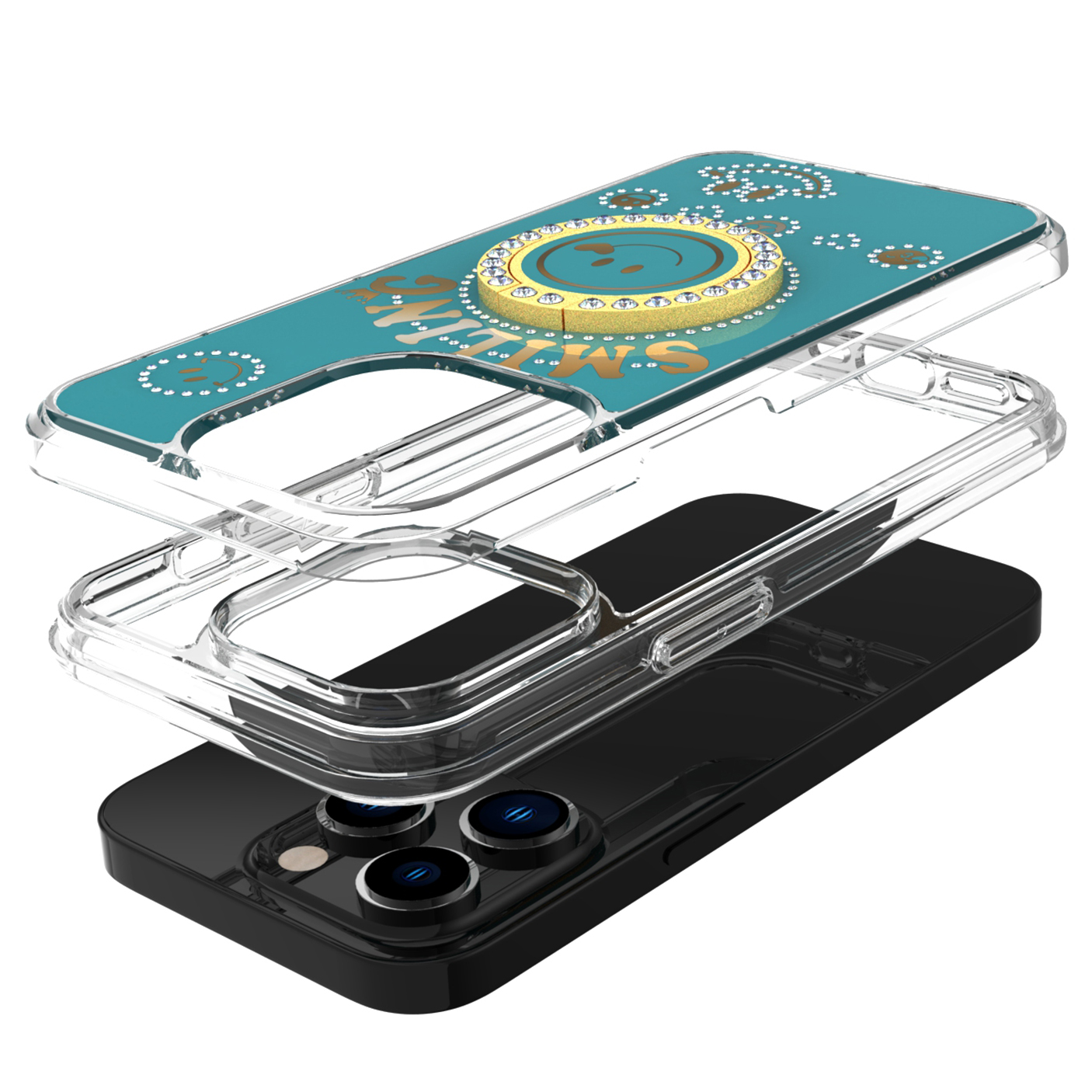 For Apple iPhone 11 /Pro Max Smiling Ornament Bling Ring Stand Hybrid Case Cover - Picture 16 of 31