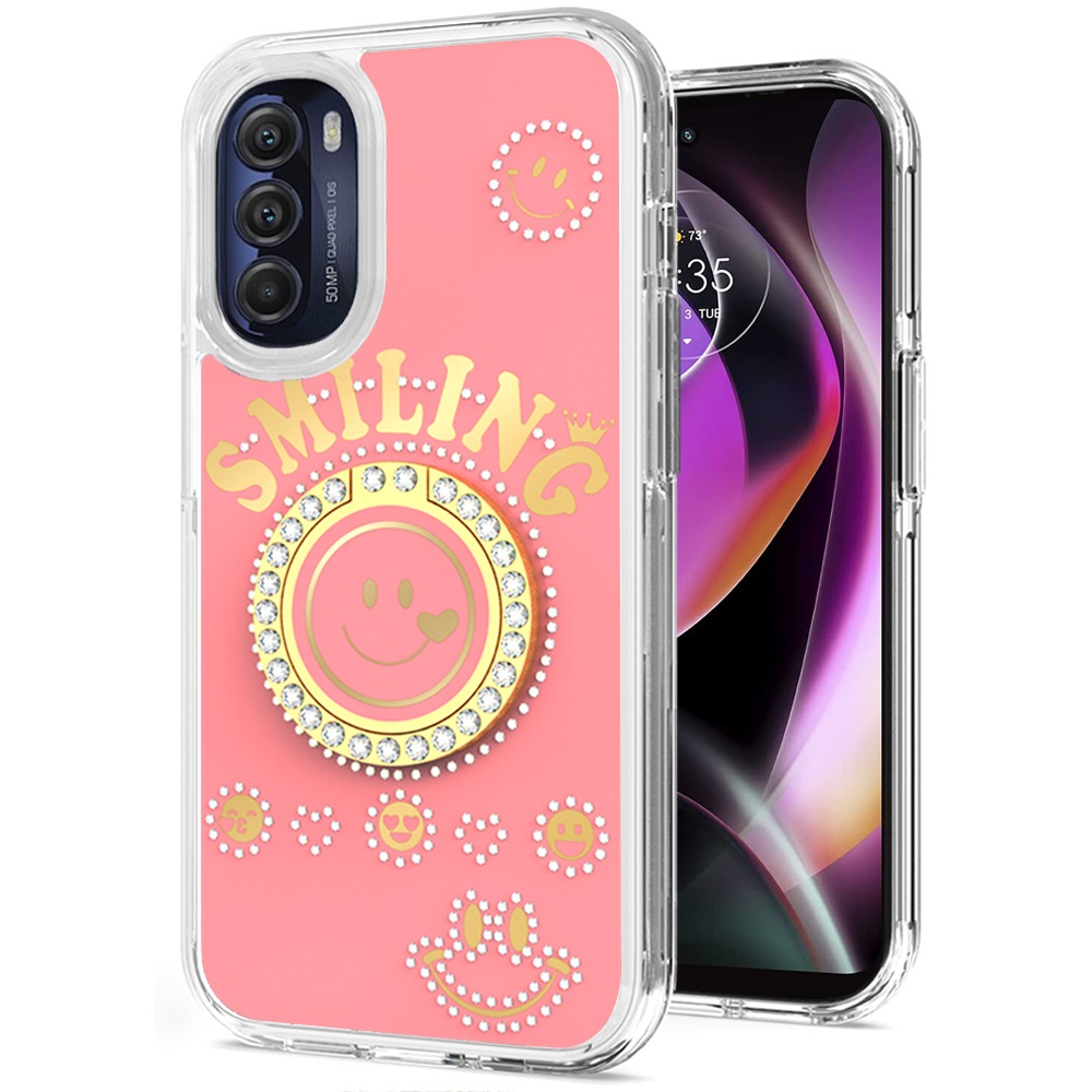 For Apple iPhone 11 /Pro Max Smiling Ornament Bling Ring Stand Hybrid Case Cover - Picture 23 of 31