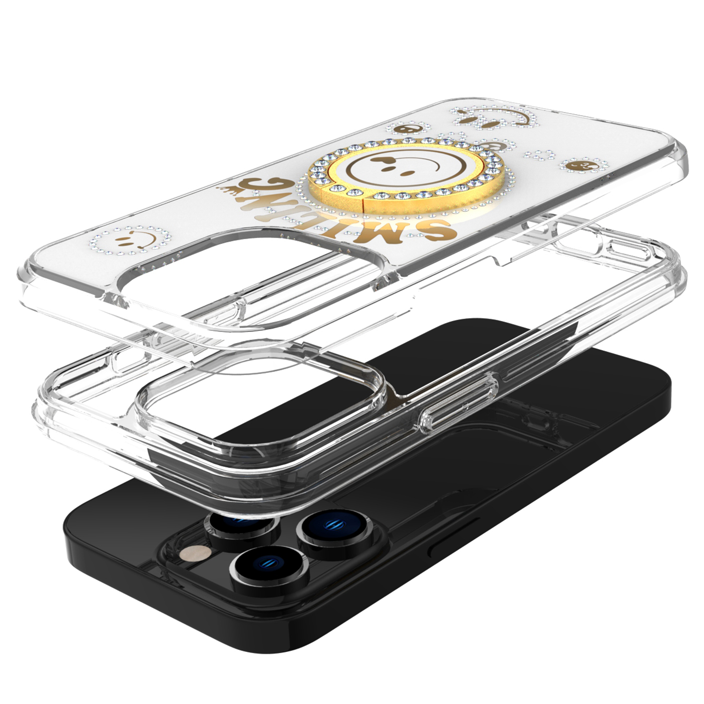For Apple iPhone 11 /Pro Max Smiling Ornament Bling Ring Stand Hybrid Case Cover - Picture 28 of 31