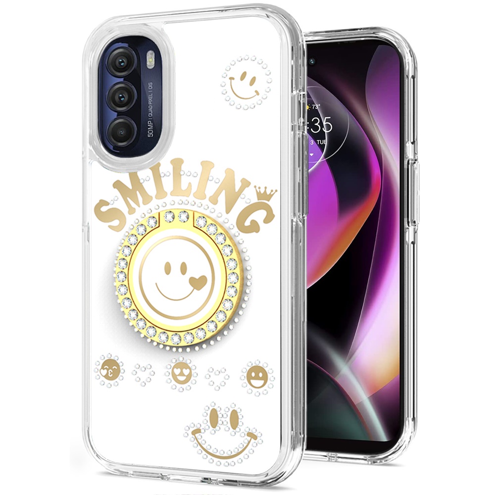 For Apple iPhone 11 /Pro Max Smiling Ornament Bling Ring Stand Hybrid Case Cover - Picture 29 of 31