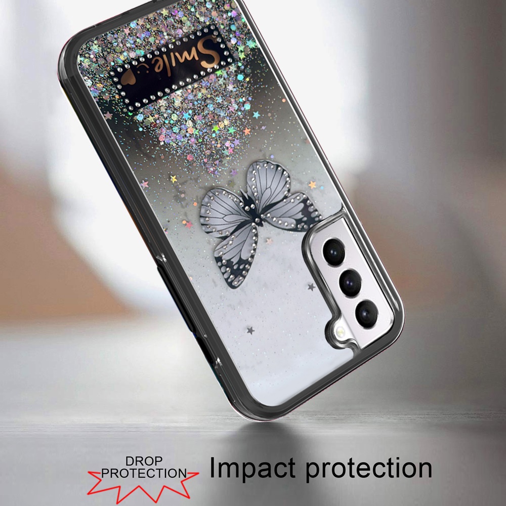 Funda protectora híbrida de poliuretano termoplástico brillante brillante para Apple iPhone 13/Pro Max mariposa sonrisa brillante - Imagen 13 de 38