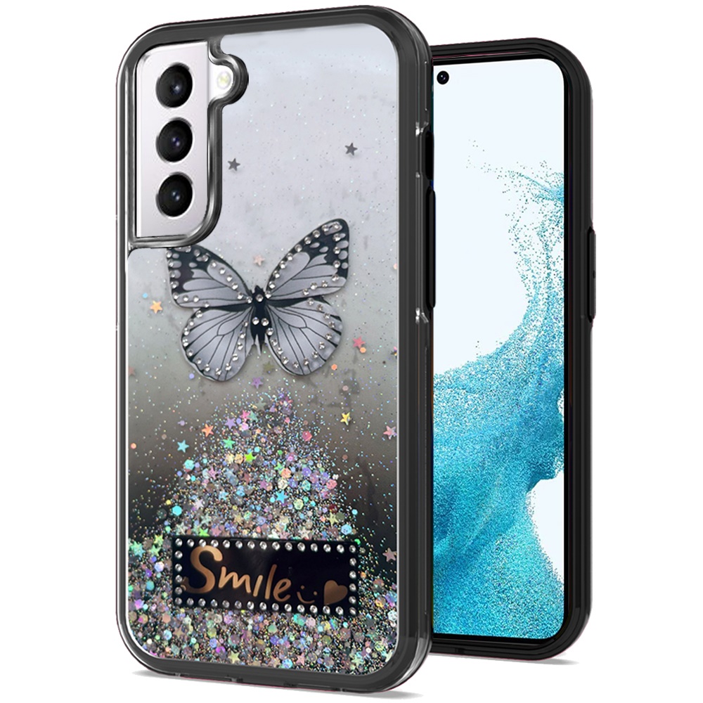 Funda protectora híbrida de poliuretano termoplástico brillante brillante para Apple iPhone 13/Pro Max mariposa sonrisa brillante - Imagen 12 de 38