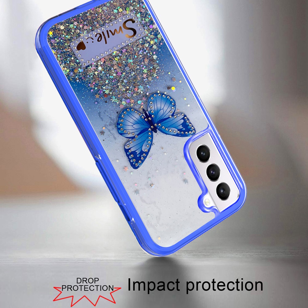 Funda protectora híbrida de poliuretano termoplástico brillante brillante para Apple iPhone 13/Pro Max mariposa sonrisa brillante - Imagen 19 de 38