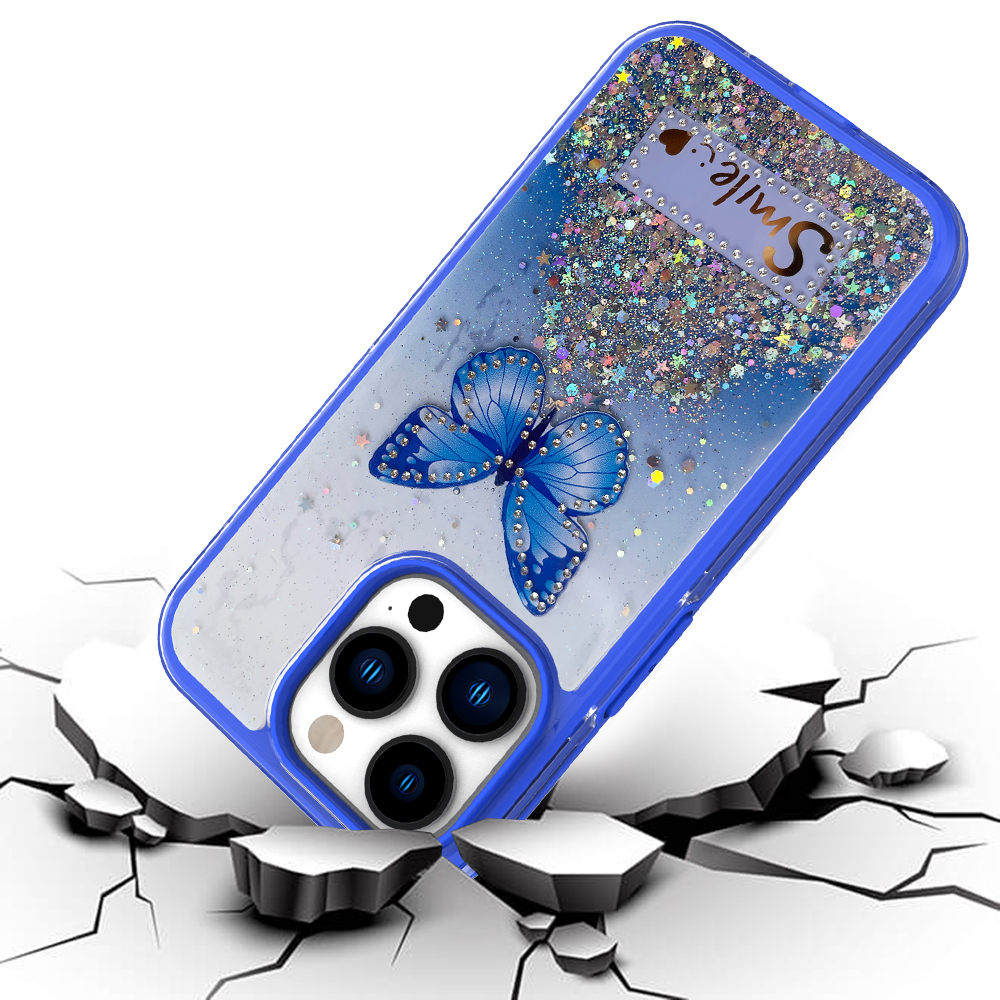 Funda protectora híbrida de poliuretano termoplástico brillante brillante para Apple iPhone 13/Pro Max mariposa sonrisa brillante - Imagen 16 de 38