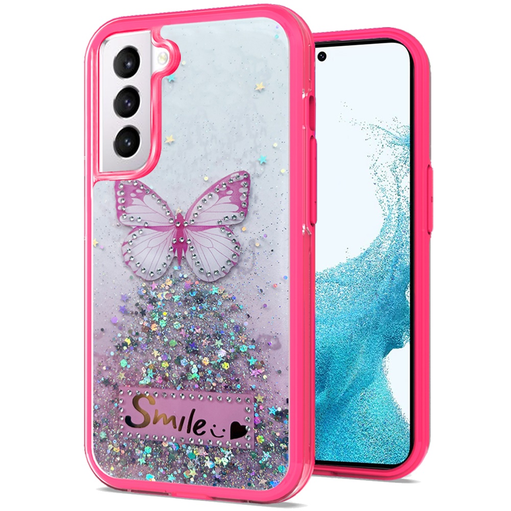 Funda protectora híbrida de poliuretano termoplástico brillante brillante para Apple iPhone 13/Pro Max mariposa sonrisa brillante - Imagen 30 de 38