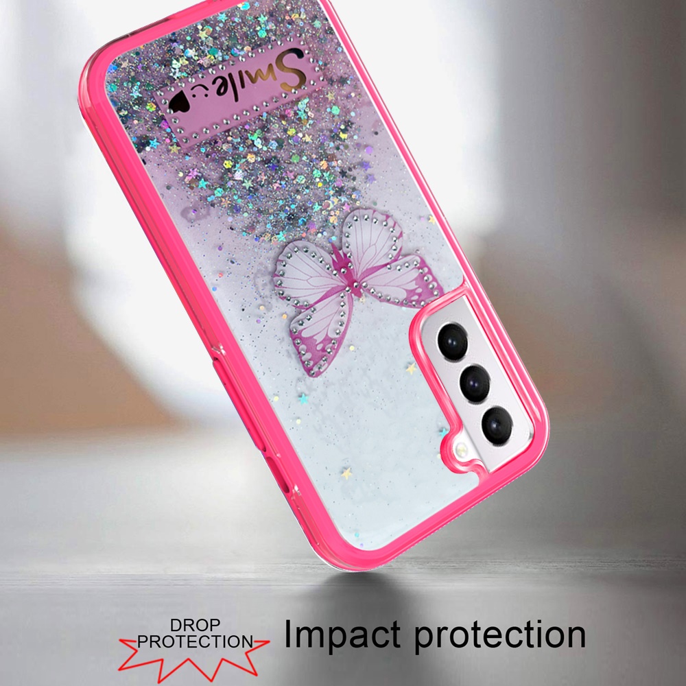 Funda protectora híbrida de poliuretano termoplástico brillante brillante para Apple iPhone 13/Pro Max mariposa sonrisa brillante - Imagen 31 de 38