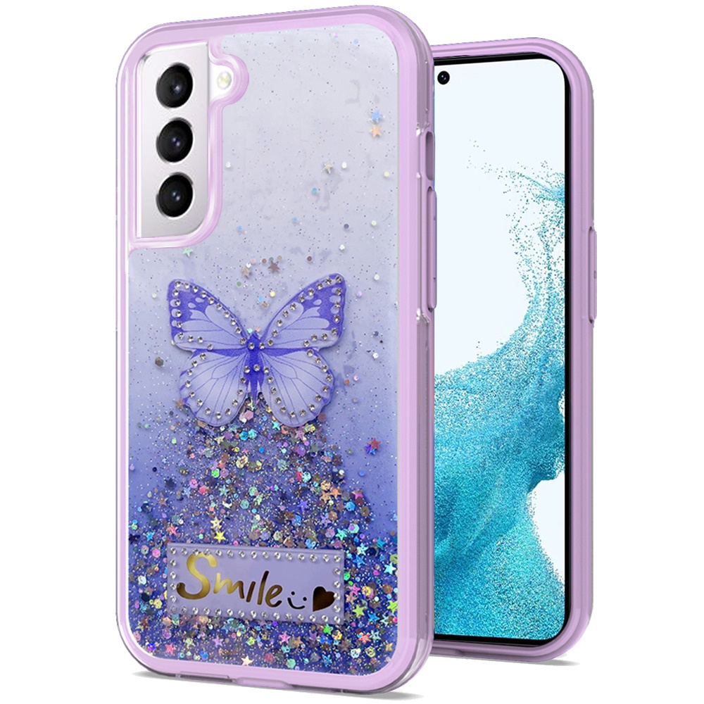 Funda protectora híbrida de poliuretano termoplástico brillante brillante para Apple iPhone 13/Pro Max mariposa sonrisa brillante - Imagen 24 de 38