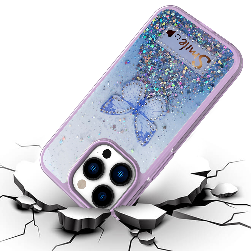 Funda protectora híbrida de poliuretano termoplástico brillante brillante para Apple iPhone 13/Pro Max mariposa sonrisa brillante - Imagen 22 de 38