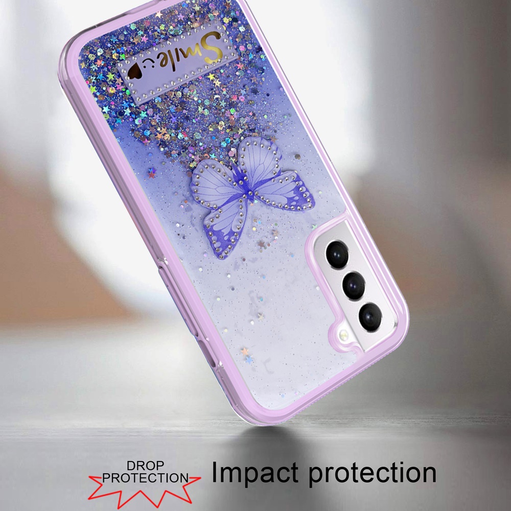 Funda protectora híbrida de poliuretano termoplástico brillante brillante para Apple iPhone 13/Pro Max mariposa sonrisa brillante - Imagen 25 de 38