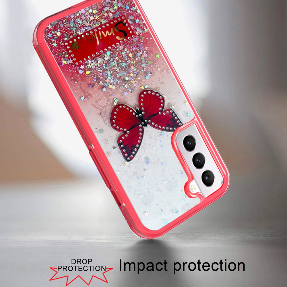 Funda protectora híbrida de poliuretano termoplástico brillante brillante para Apple iPhone 13/Pro Max mariposa sonrisa brillante - Imagen 37 de 38