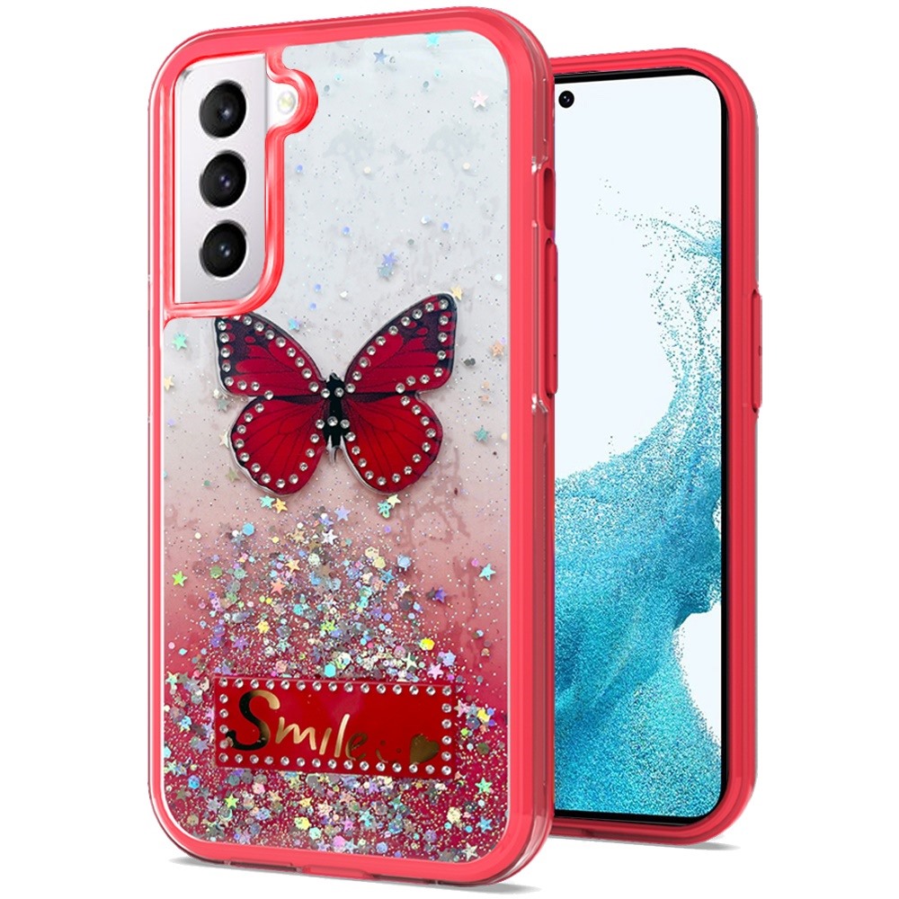 Funda protectora híbrida de poliuretano termoplástico brillante brillante para Apple iPhone 13/Pro Max mariposa sonrisa brillante - Imagen 36 de 38