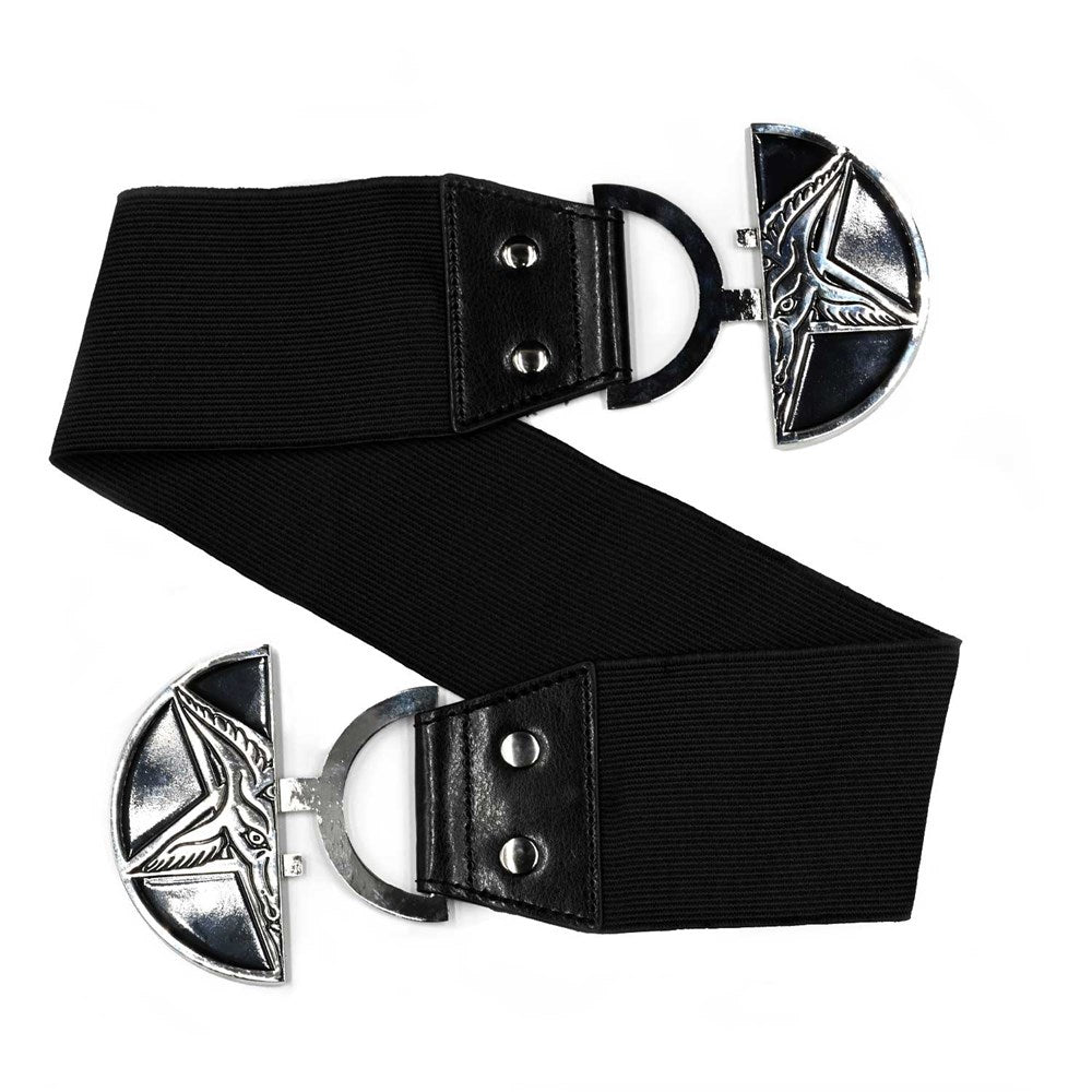 Baphomet Elastic Waist Belt with Pentagram Goat Head Split Buckle Fastening - Picture 8 of 11