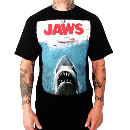 Universal Studios Jaws Men's T-Shirt - Official Distressed Movie Poster Tee - Picture 2 of 6