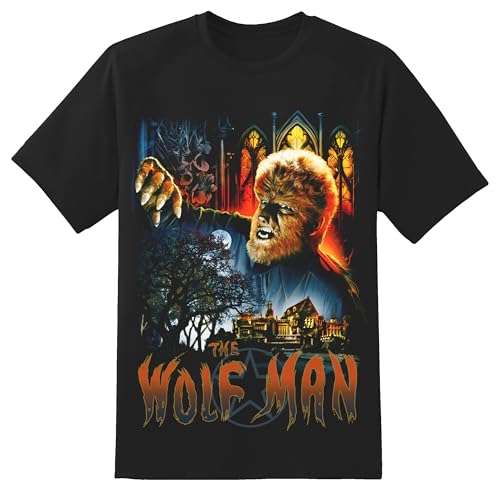 T-Shirt Uomo Poster Film The Wolfman - Maglietta Ufficiale Universal Monster - Foto 2 di 2