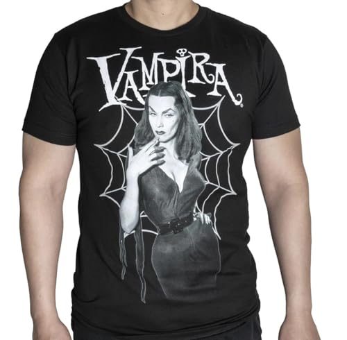 Vampira Goth Pin-Up Queen Cobweb T-Shirt