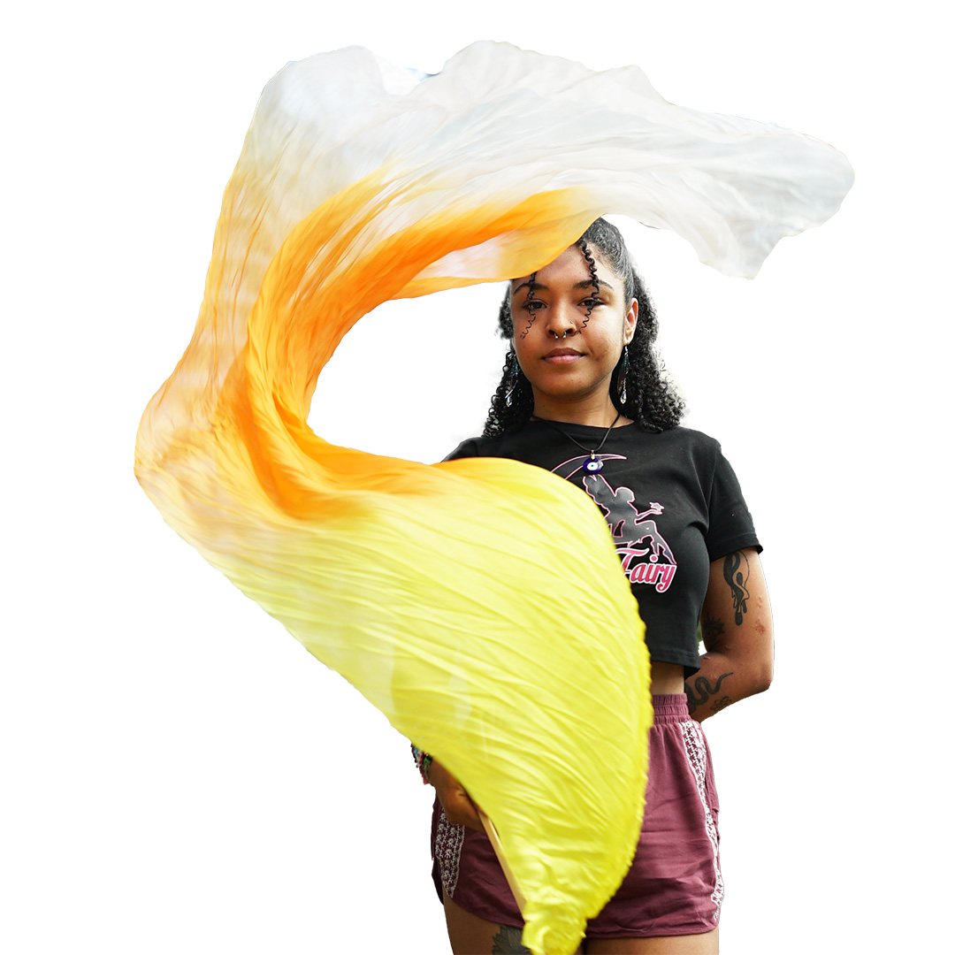 Abanicos de seda Mougee - Festivales de baile de flujo - Mango de bambú resistente y bolsa de transporte - Imagen 23 de 26