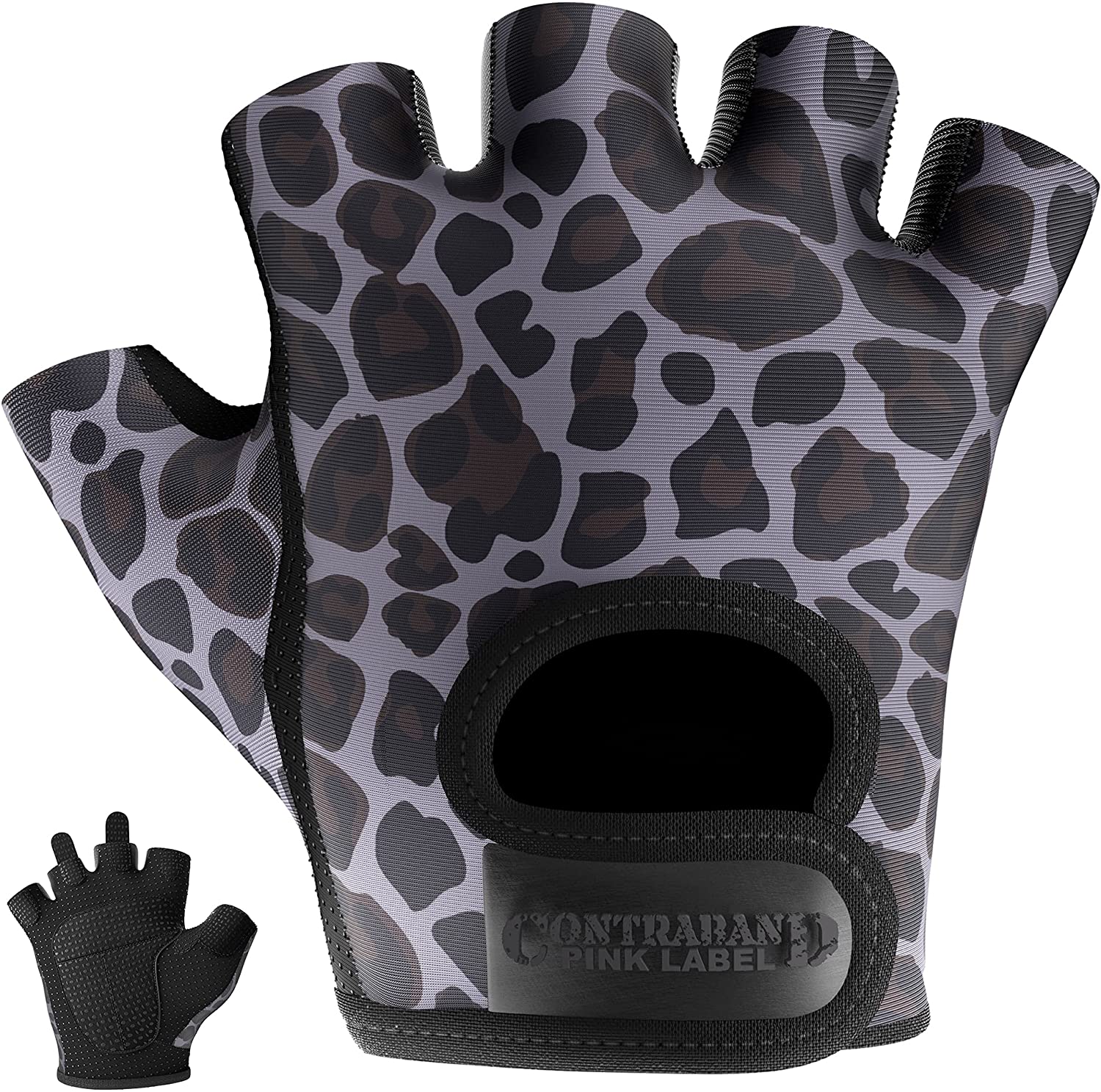 Contraband Pink Label 5297 Womens Design Leopard Print Lifting Gloves (Pair) - Picture 8 of 39
