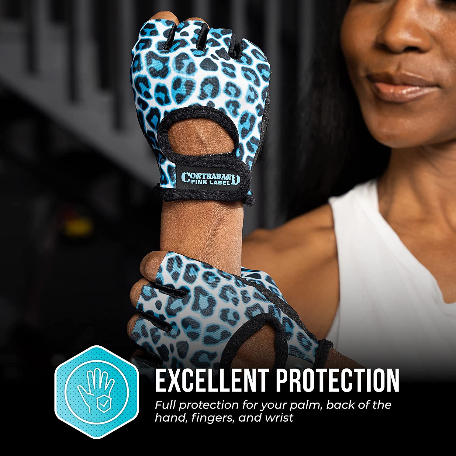 Contraband Pink Label 5297 Womens Design Leopard Print Lifting Gloves (Pair) - Picture 19 of 39