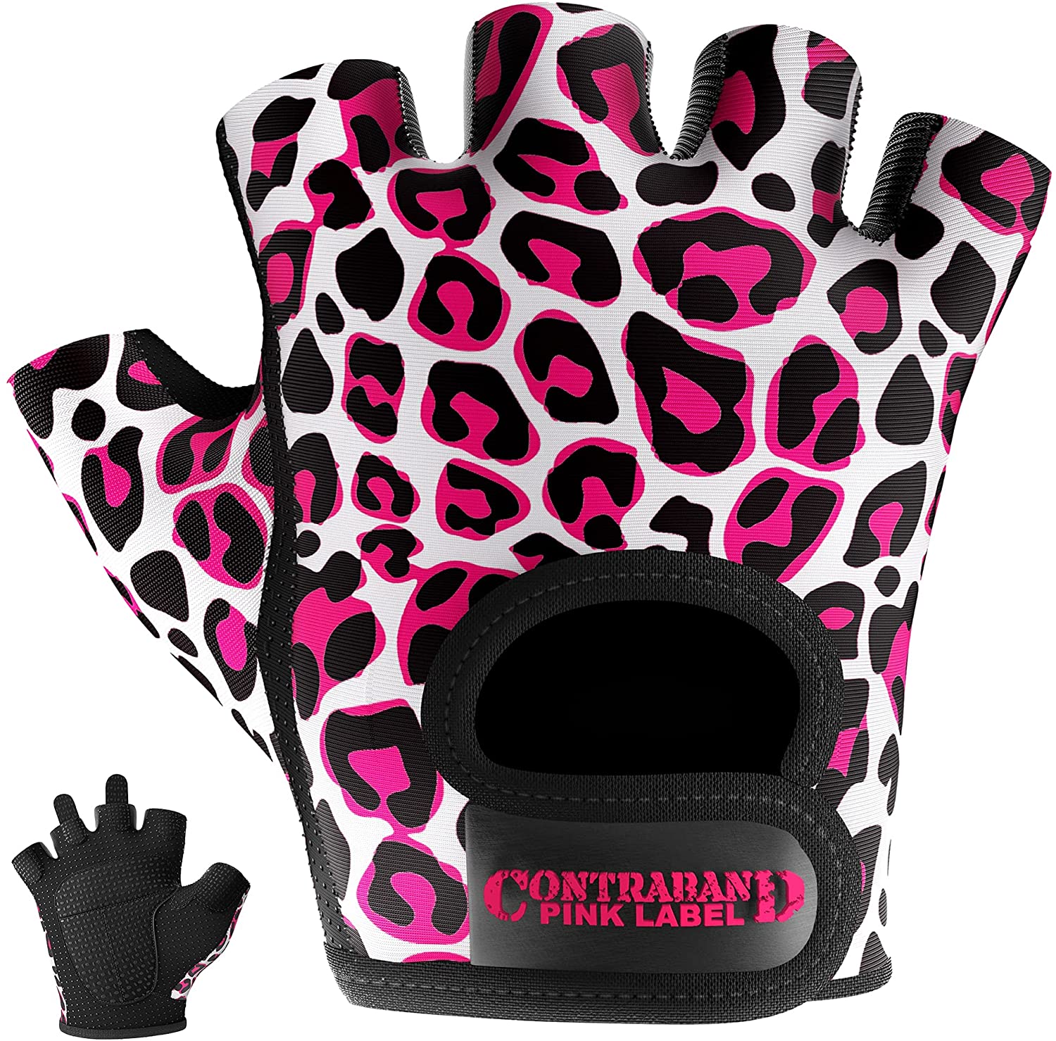 Contraband Pink Label 5297 Womens Design Leopard Print Lifting Gloves (Pair) - Picture 24 of 39