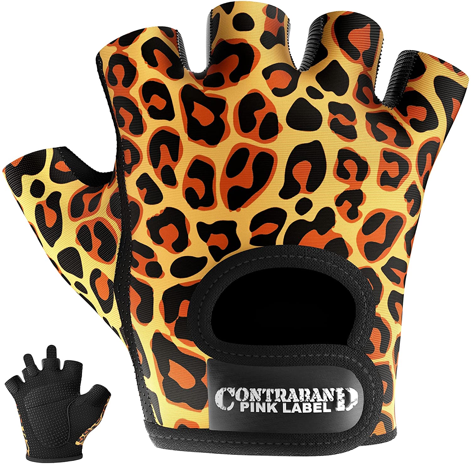 Contraband Pink Label 5297 Womens Design Leopard Print Lifting Gloves (Pair) - Picture 32 of 39