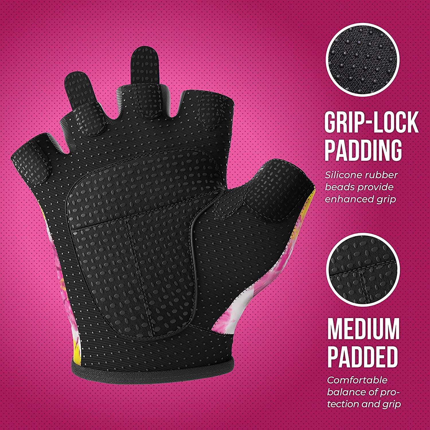 CLEARANCE 50% OFF!! Pink Label 5347 Womens Tie Dye Print Lifting/Rowing Gloves - Picture 23 of 35
