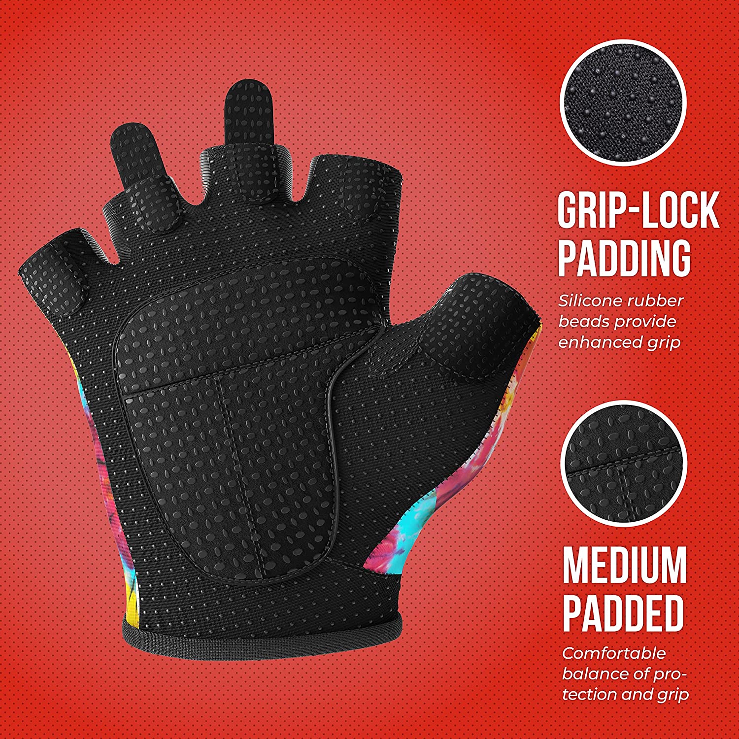 CLEARANCE 50% OFF!! Pink Label 5347 Womens Tie Dye Print Lifting/Rowing Gloves - Picture 30 of 35