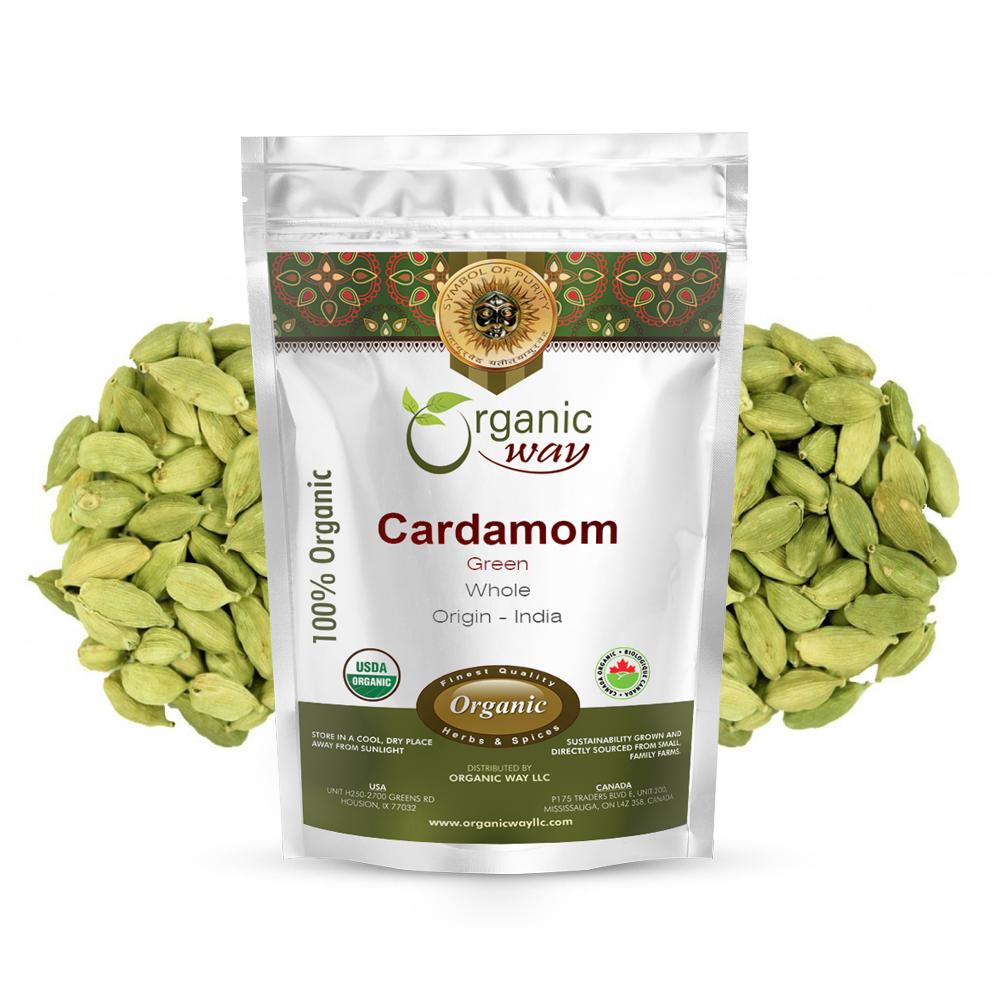 Organic Way Cardamom Whole Pods, Hari Elaichi - Organic, Kosher & USDA Certified - Picture 11 of 20