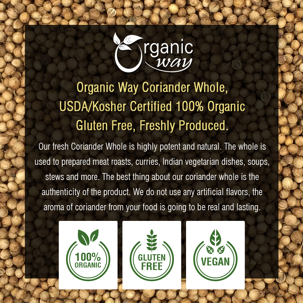 Organic Way Coriander Whole - Adds Flavour | Organic, Kosher & USDA Certified - Picture 10 of 15