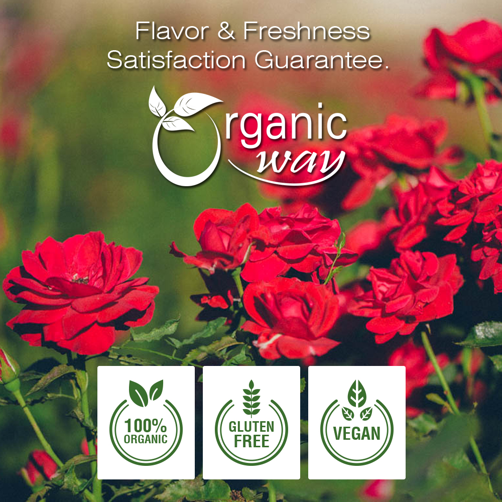 Organic Way Rose Petals Dried - Organic, Kosher & USDA Certified