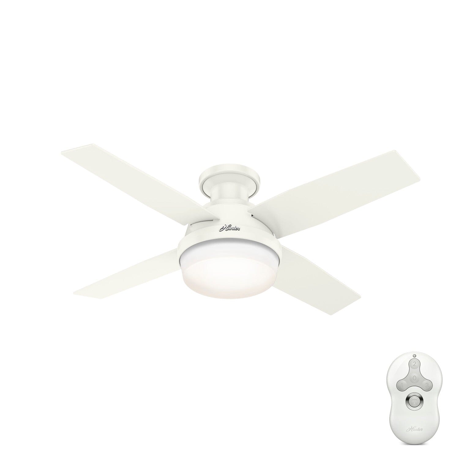 Hunter 44" Dempsey Low Profile Outdoor Ceiling Fan w/ LED Light & Remote Modern - Picture 2 of 3