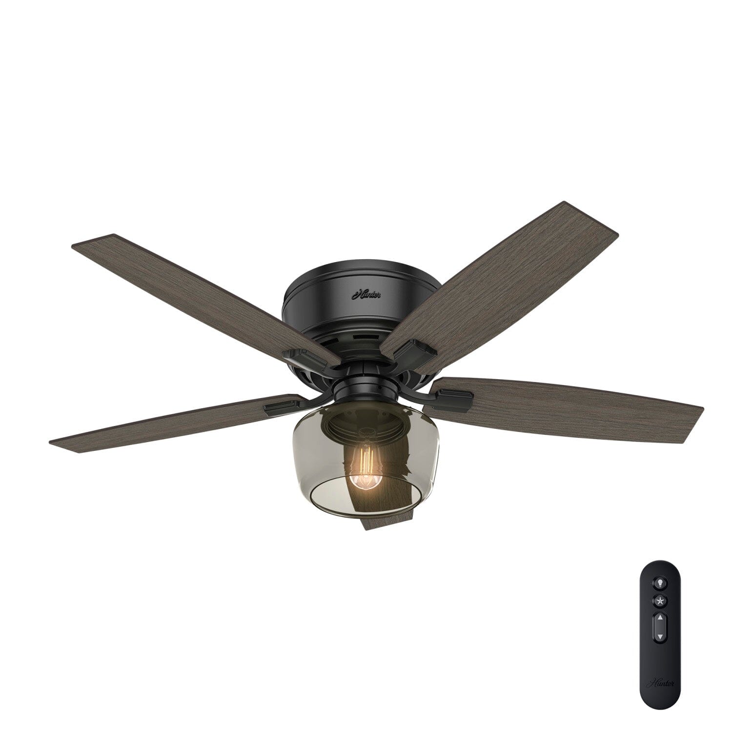 Hunter 52" Bennett Low Profile Ceiling Fan LED Light Remote Rustic Edison Bulb - Picture 2 of 2